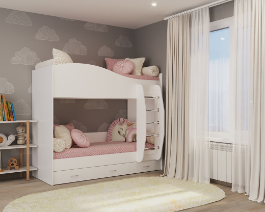 Кровать двухъярусная с ящиками 203х109х170 Блп, (Блп), серый